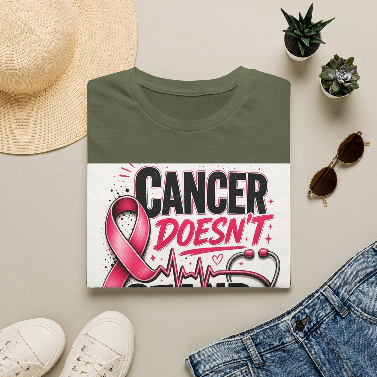 Bold Oncology Nurse Design Featuring Empowering Phrase With Awareness Ribbon
