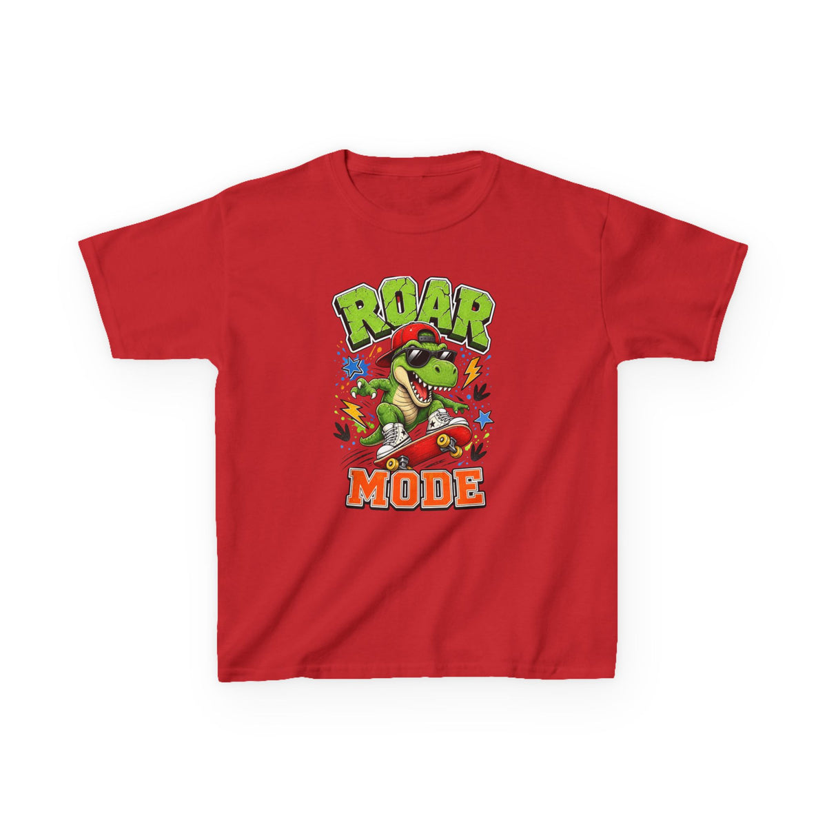 Kids Tee — "Roar Mode" Skateboarding Dino Graphic Shirt