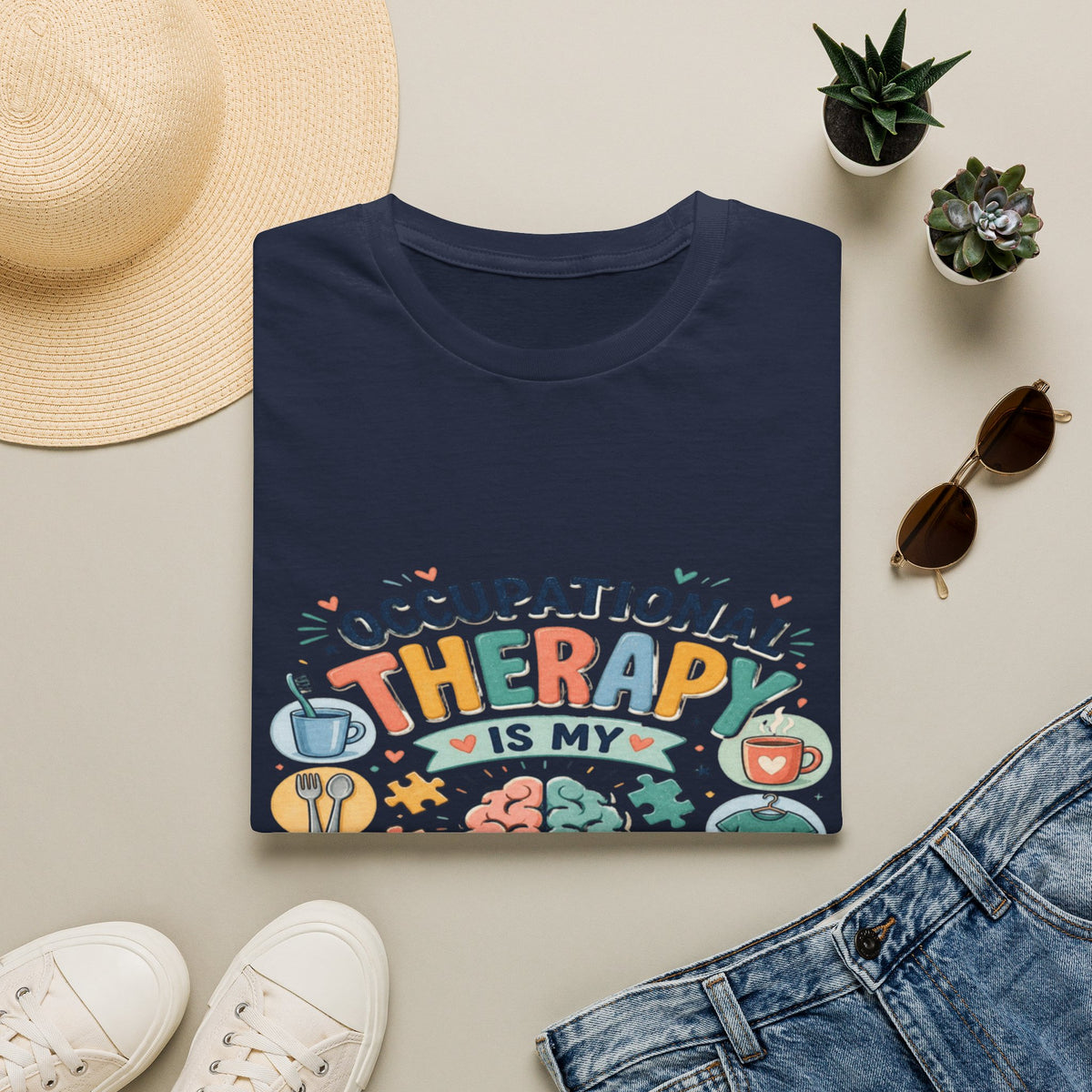 Playful T-shirt Design Celebrating Occupational Therapy Vibrantly Illustrated- Graphic Tees