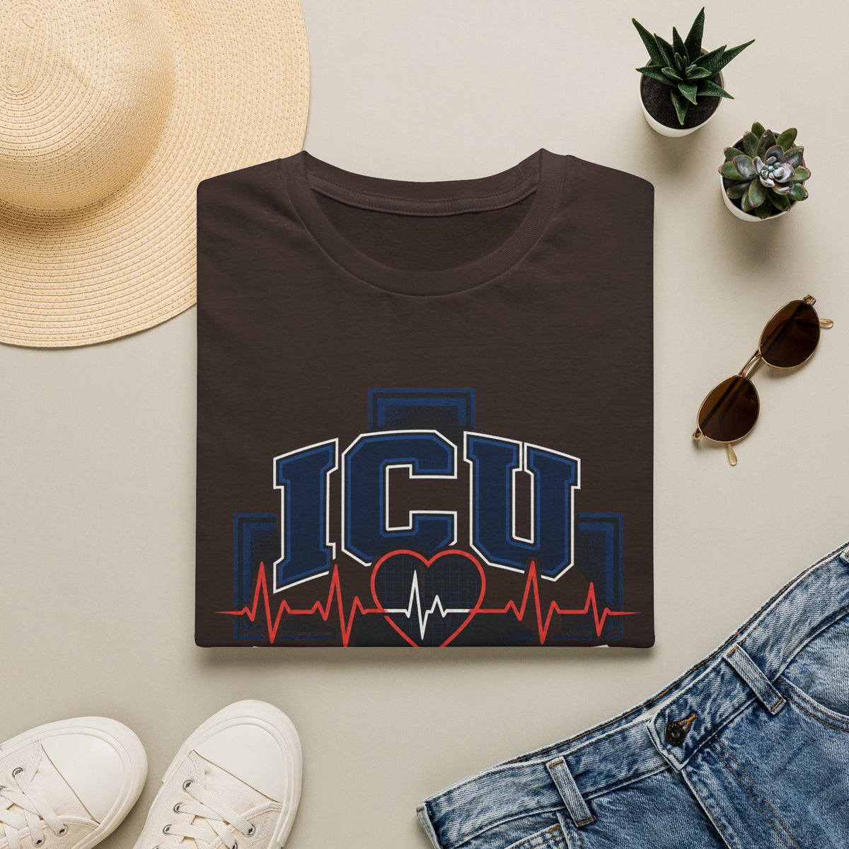 Athletic T Shirt Design With Bold ICU STRONG Typography
