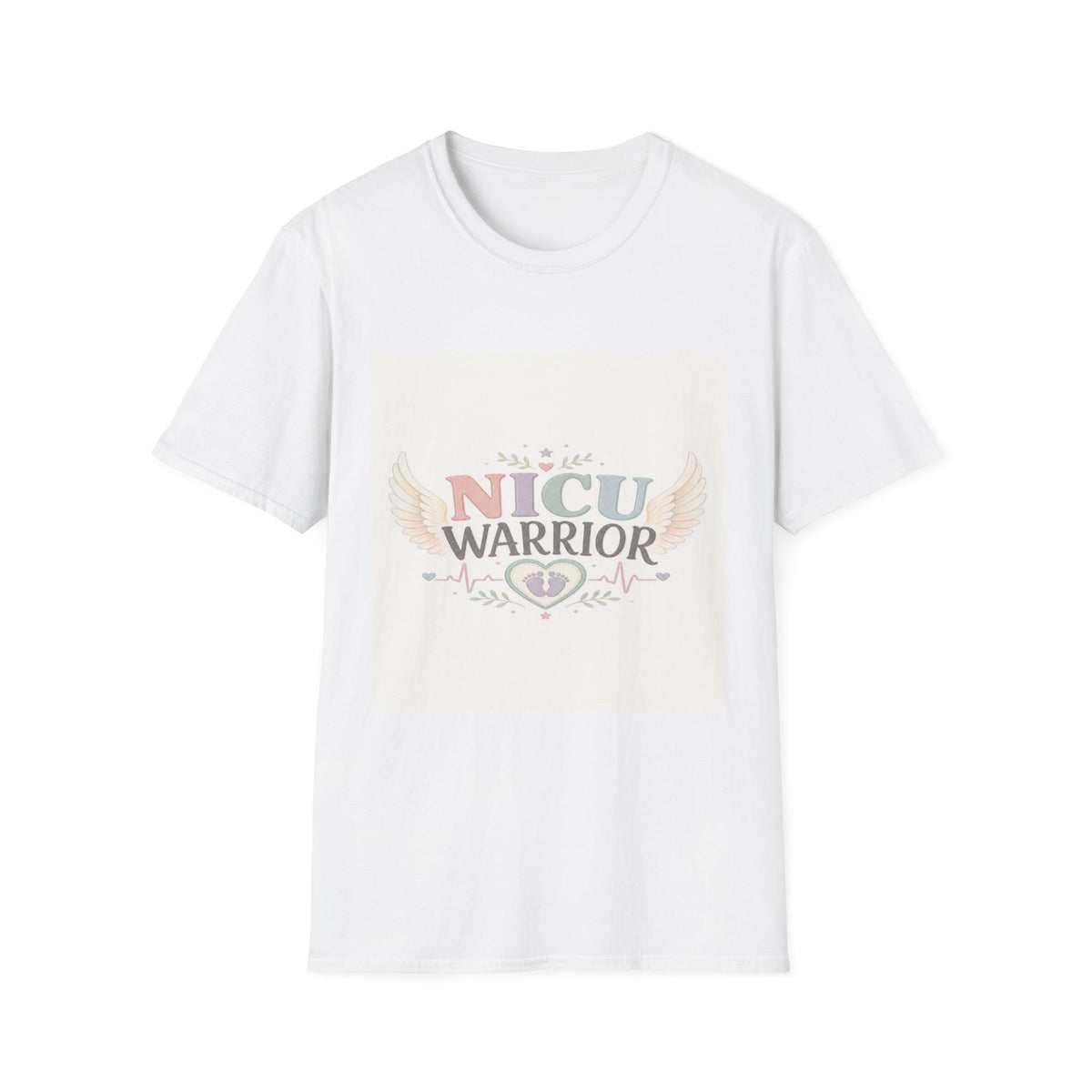 NICU Warrior Design With Baby Footprint And Angel Wings- Graphic Tees