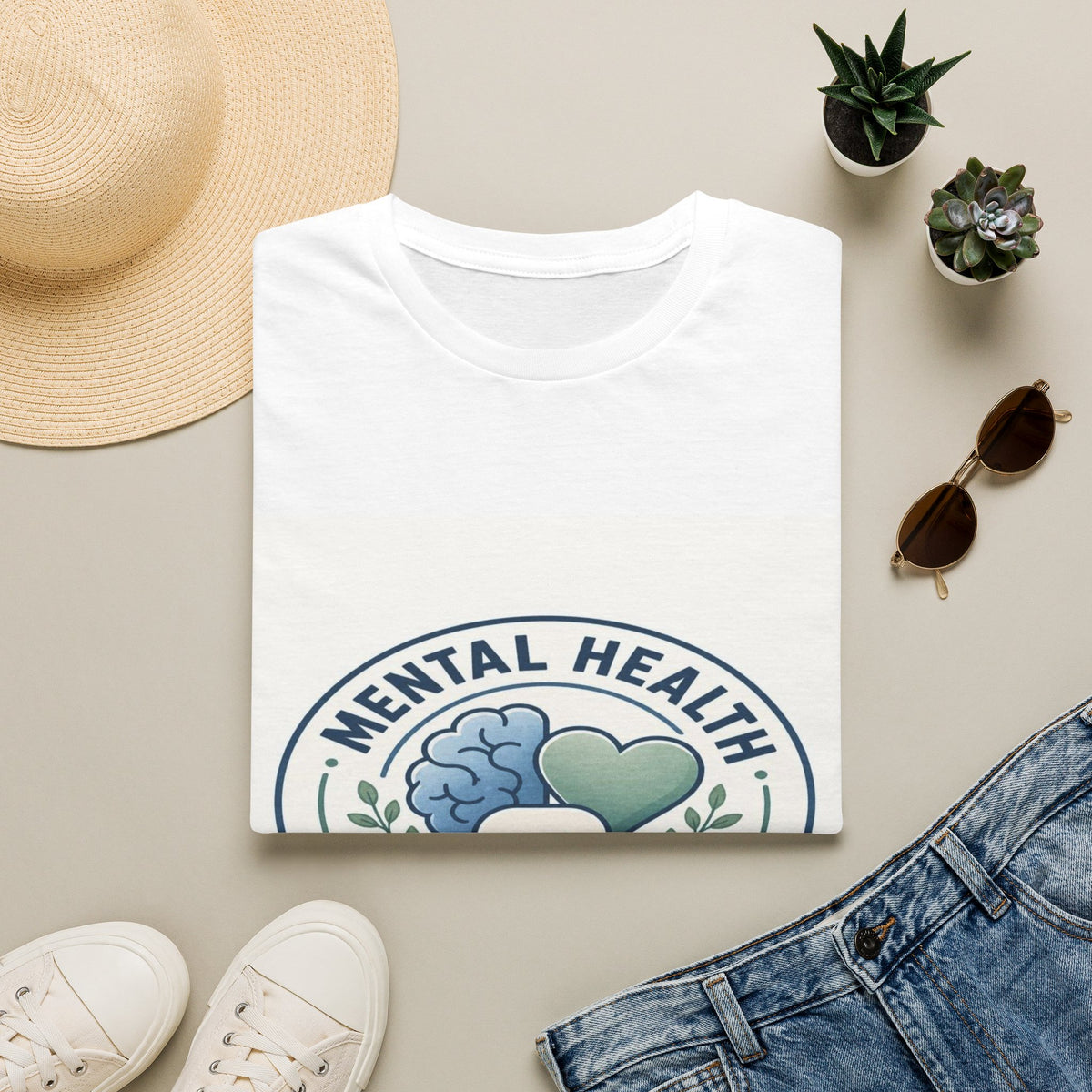 Badge-Style Graphic Featuring Mental Health Professional Title With Iconography- Graphic Tees