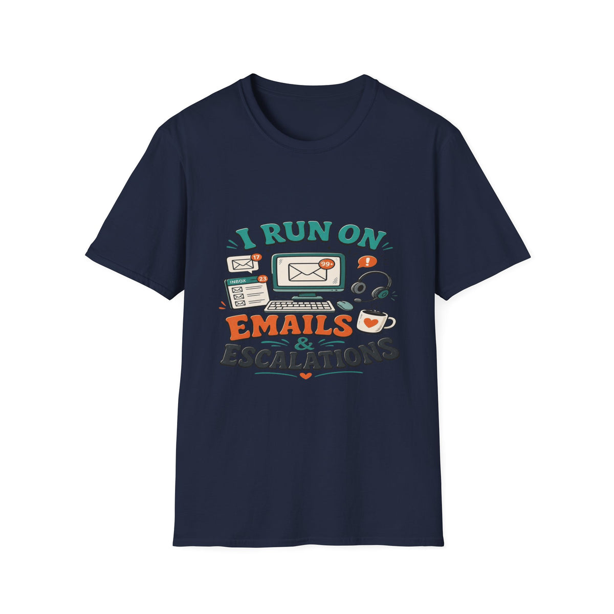 Bold T-Shirt Design With Playful Email And Coffee Illustrations- Graphic Tees