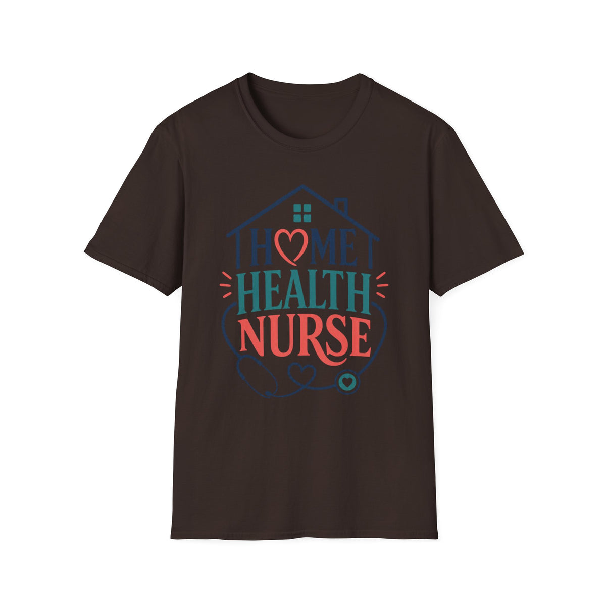 Home Health Nurse T Shirt Design With Heart And Stethoscope