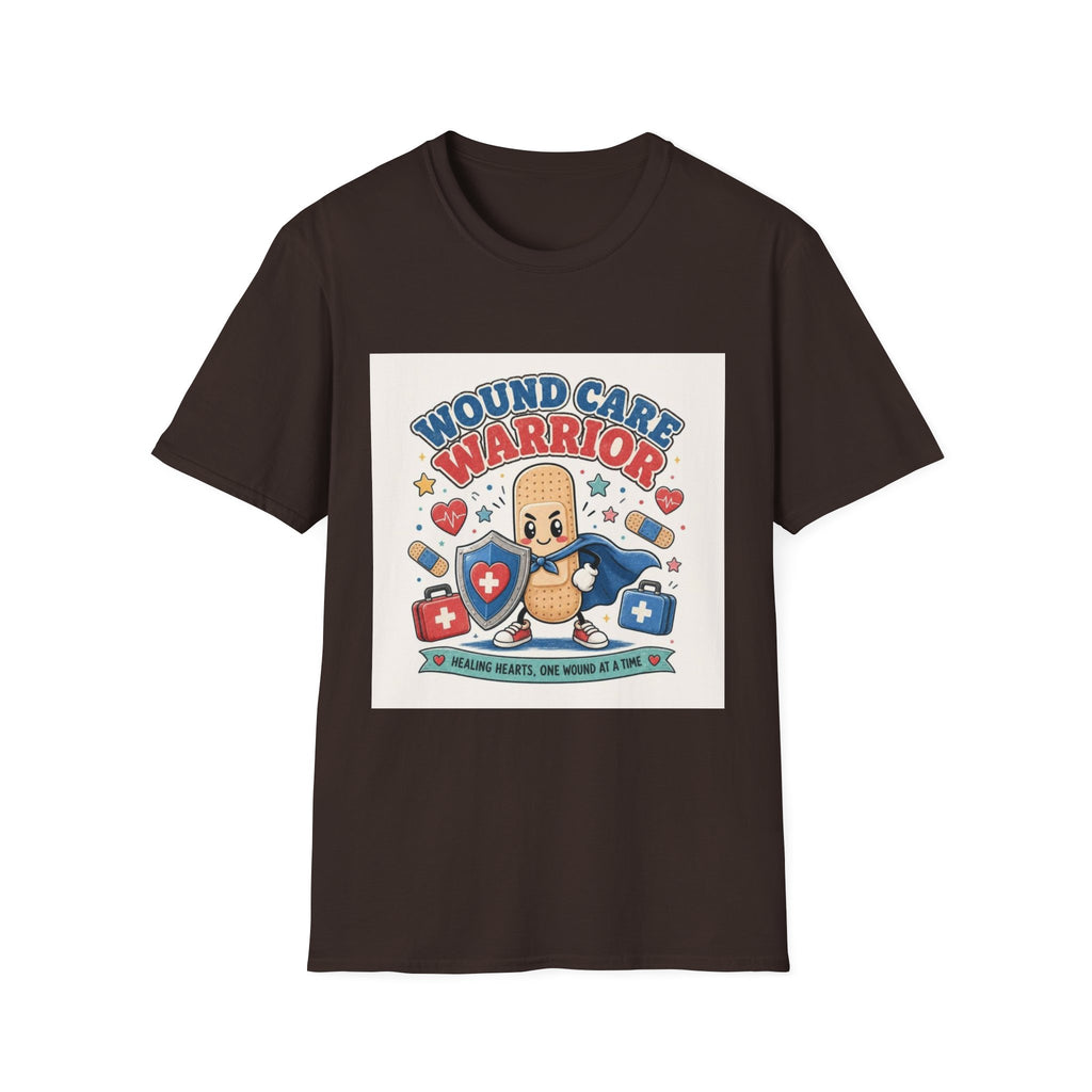 Wound Care Warrior T-Shirt Design Featuring Playful Bandage Character- Graphic Tees
