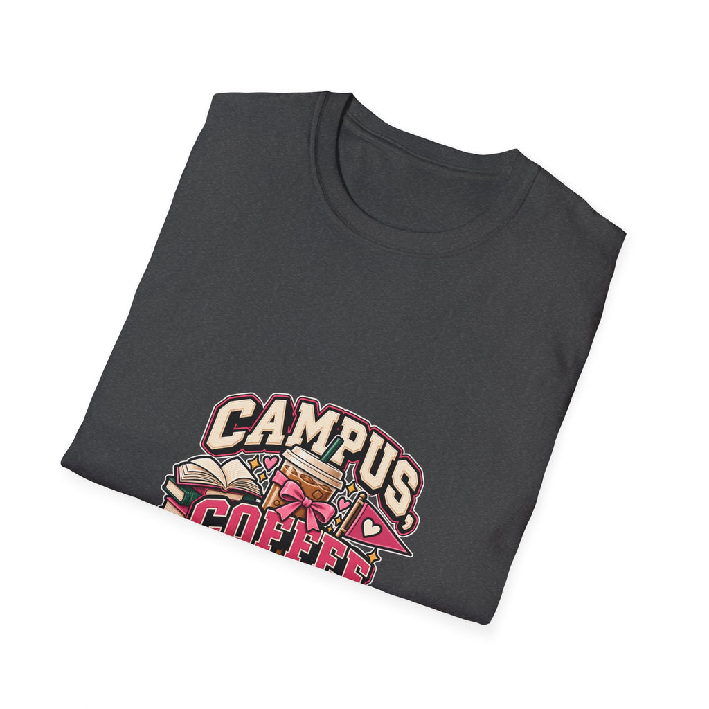 Campus, Coffee, Deadlines T-Shirt — College Student Coffee Graphic Tee