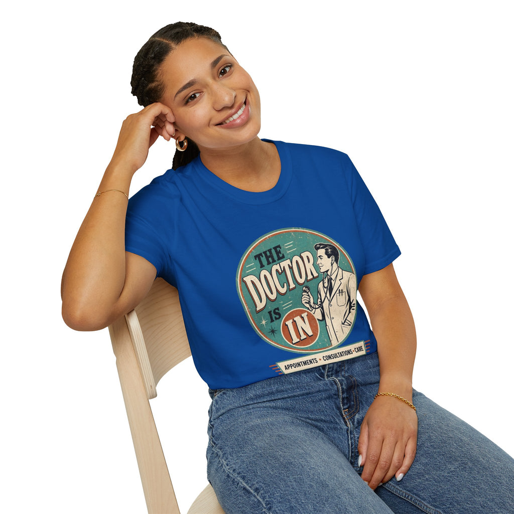 The Doctor Is In Retro Graphic T-Shirt — Vintage Medical Humor Tee
