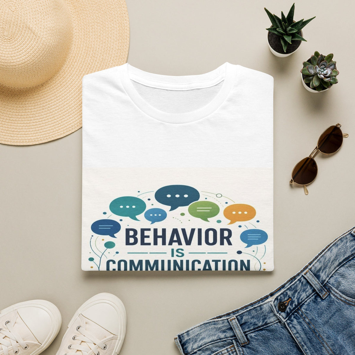 T-shirt Design Featuring Bold Phrase Surrounded By Colorful Speech Bubbles- Graphic Tees