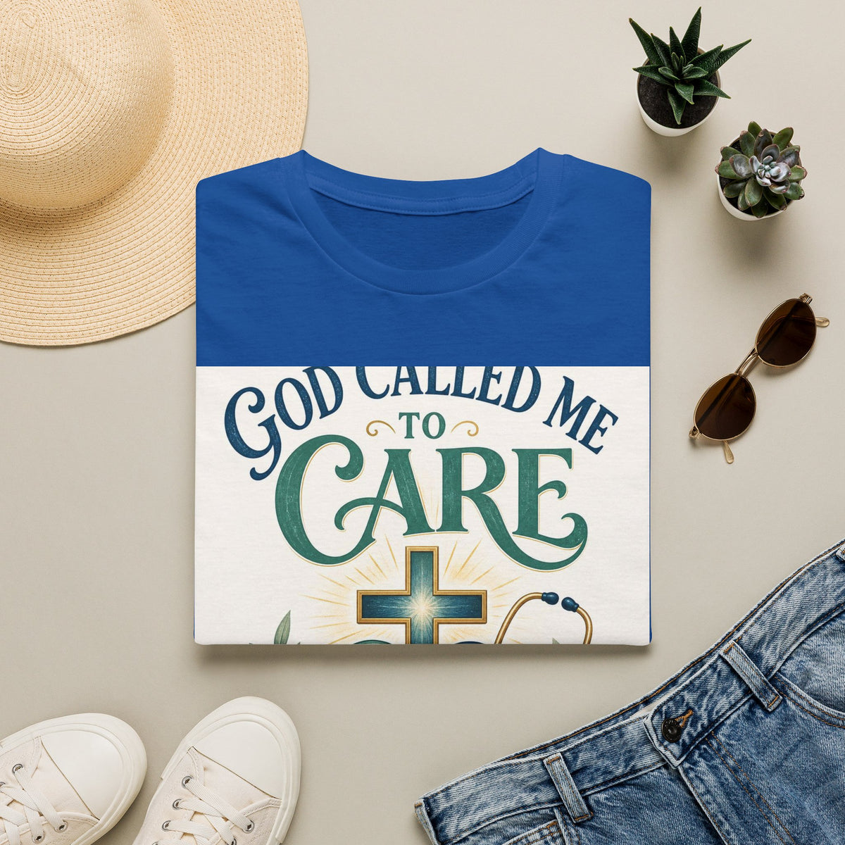 T Shirt Design Featuring Faith Inspired Care Elements
