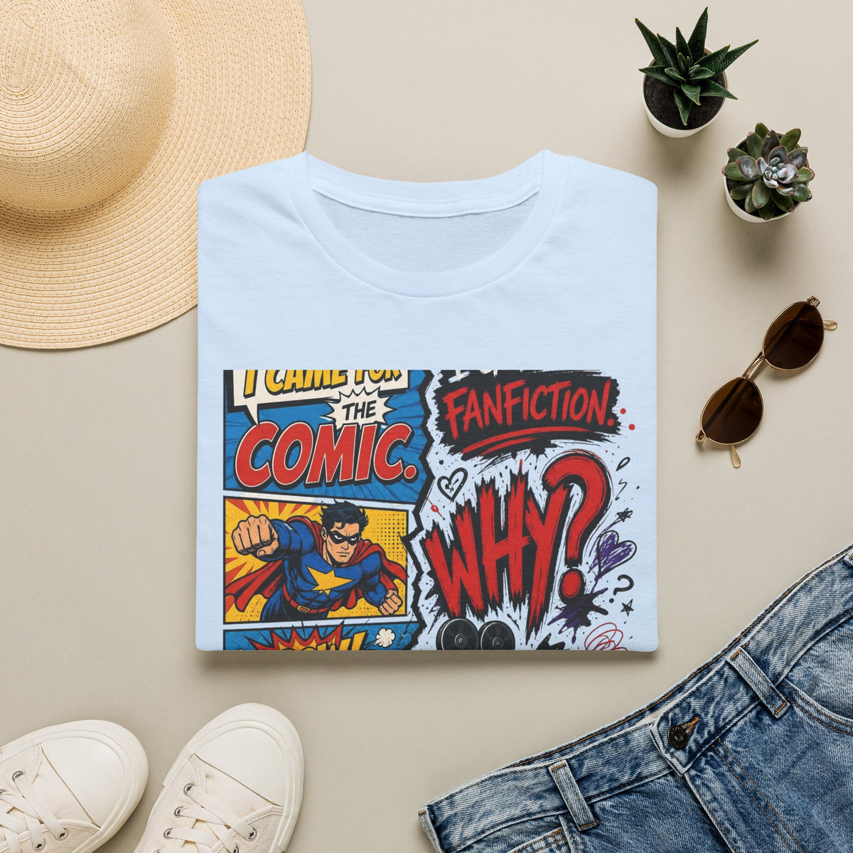 Split T Shirt Design Featuring Comic Panels And Fanfiction Elements