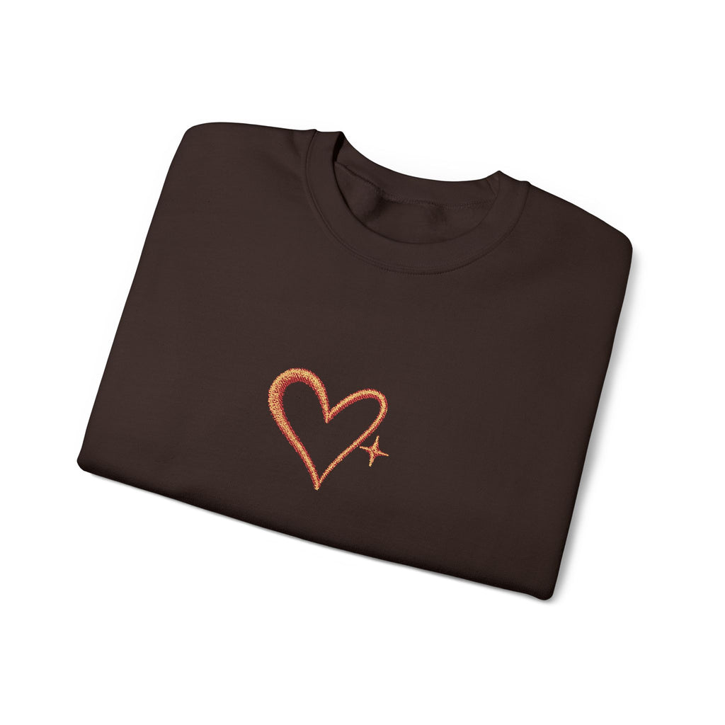 Embroidered Gold Heart Crewneck Sweatshirt