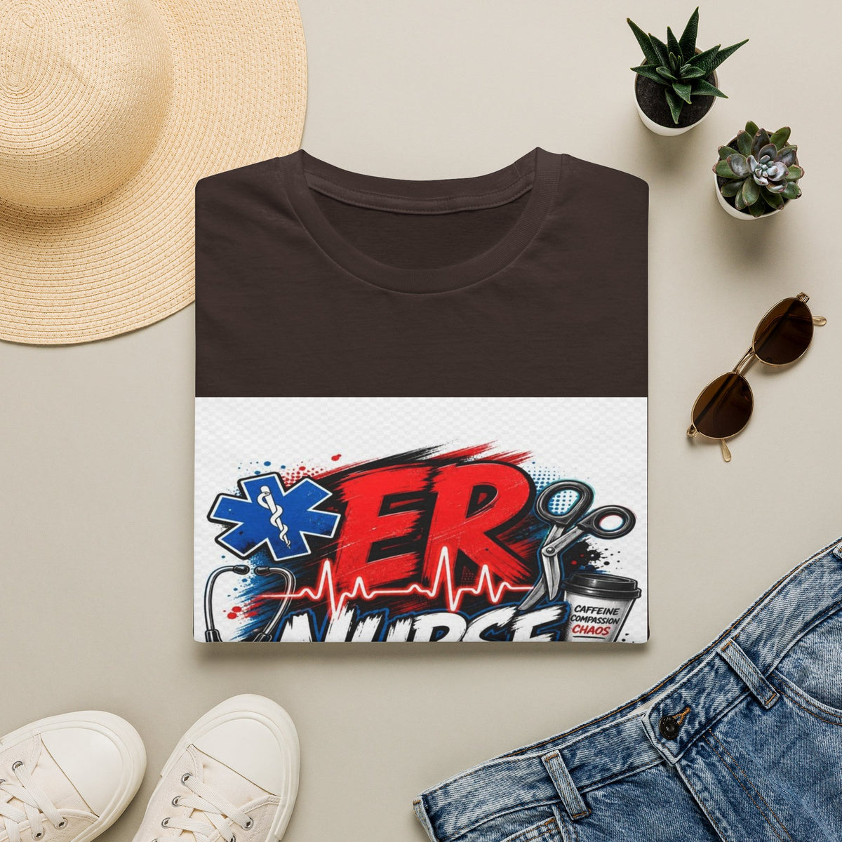 Bold Streetwear T-Shirt Design Featuring ER Nurse Typography- Graphic Tees