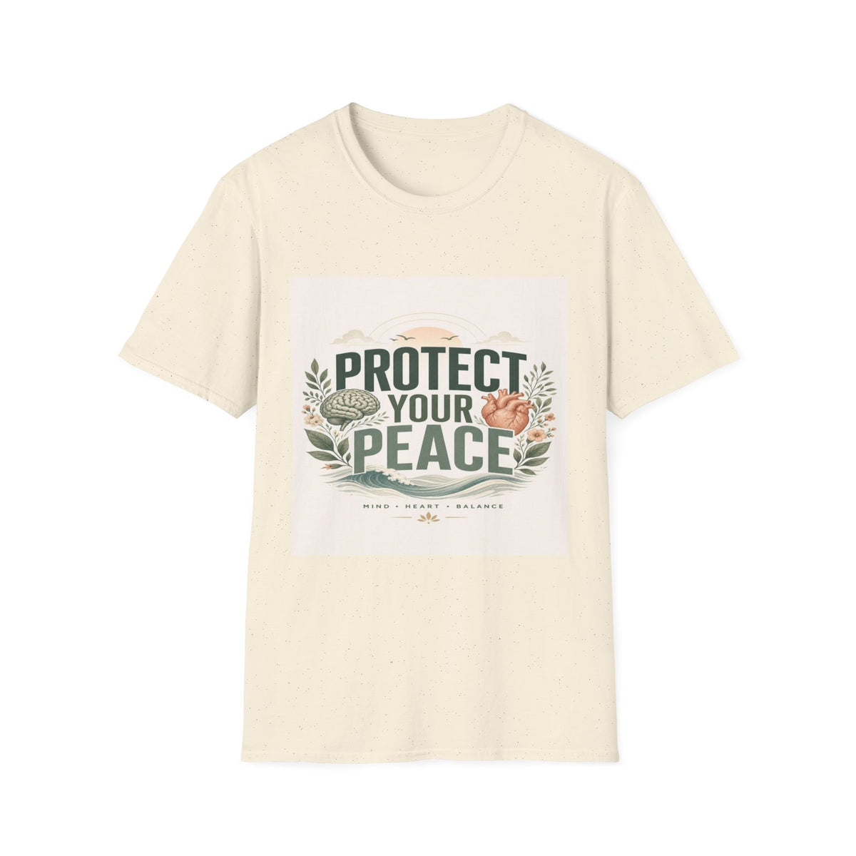 Large Typography Graphic Promoting Peace With Botanical Elements- Graphic Tees