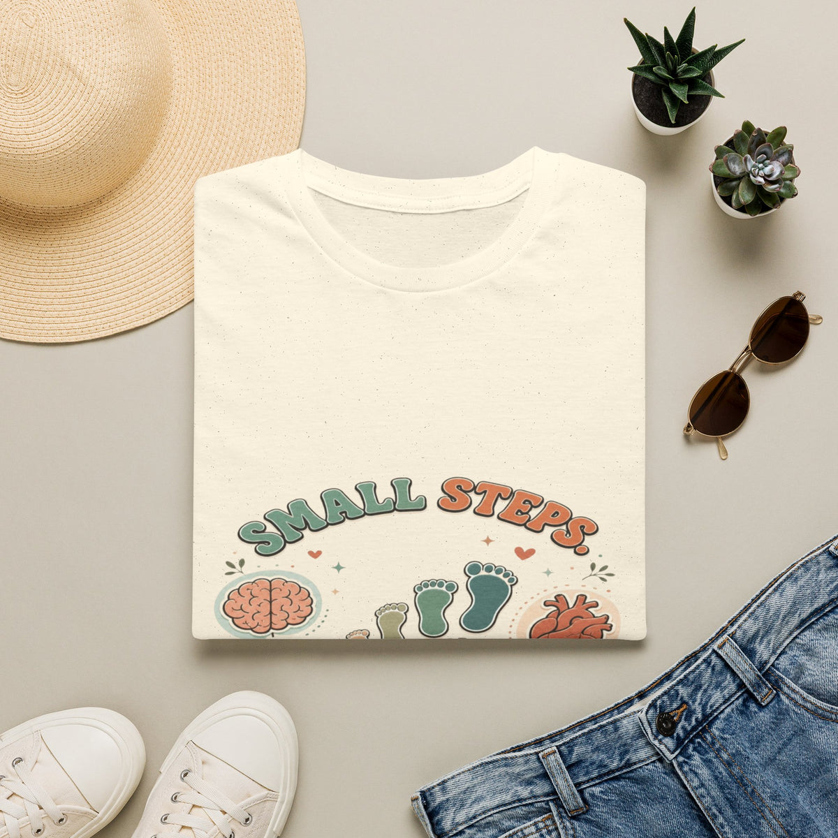 Typography Design Showcasing Small Steps Leading To Growth- Graphic Tees