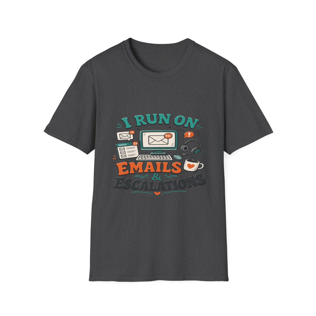 Bold T-Shirt Design With Playful Email And Coffee Illustrations- Graphic Tees