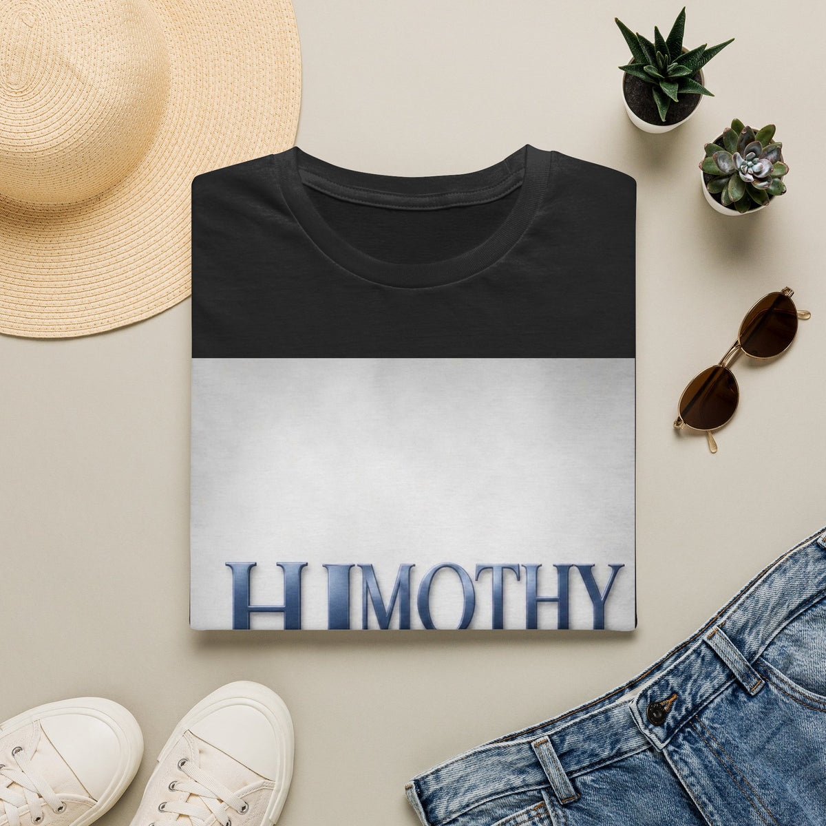 Timothy Name Graphic T-Shirt — 'HIMOTHY' Vintage Lettering Tee