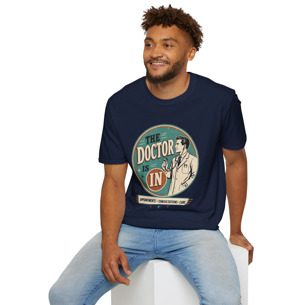 The Doctor Is In Retro Graphic T-Shirt — Vintage Medical Humor Tee