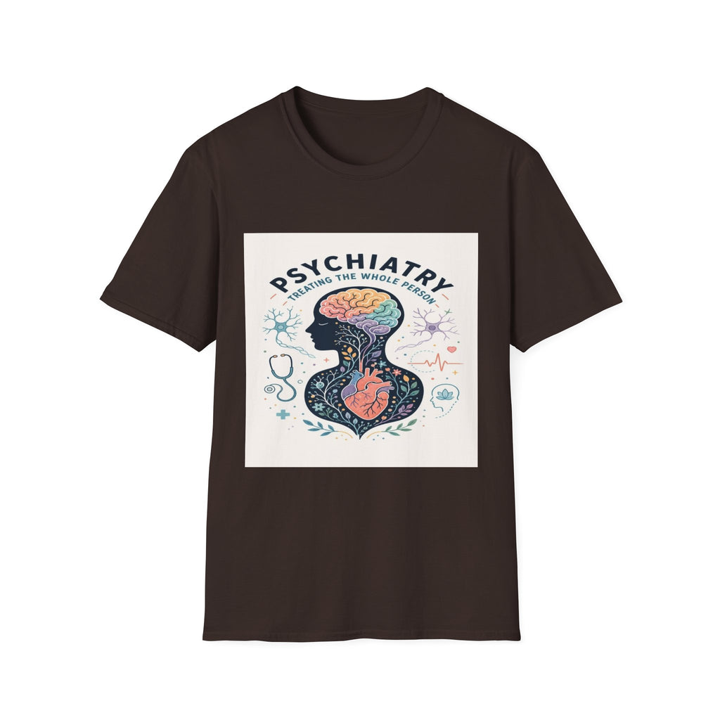 Colorful Brain And Heart In Human Silhouette With Text- Graphic Tees