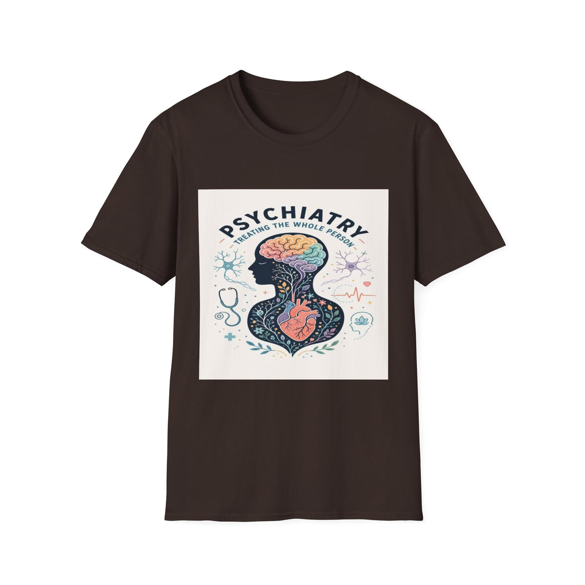 Colorful Brain And Heart In Human Silhouette With Text- Graphic Tees