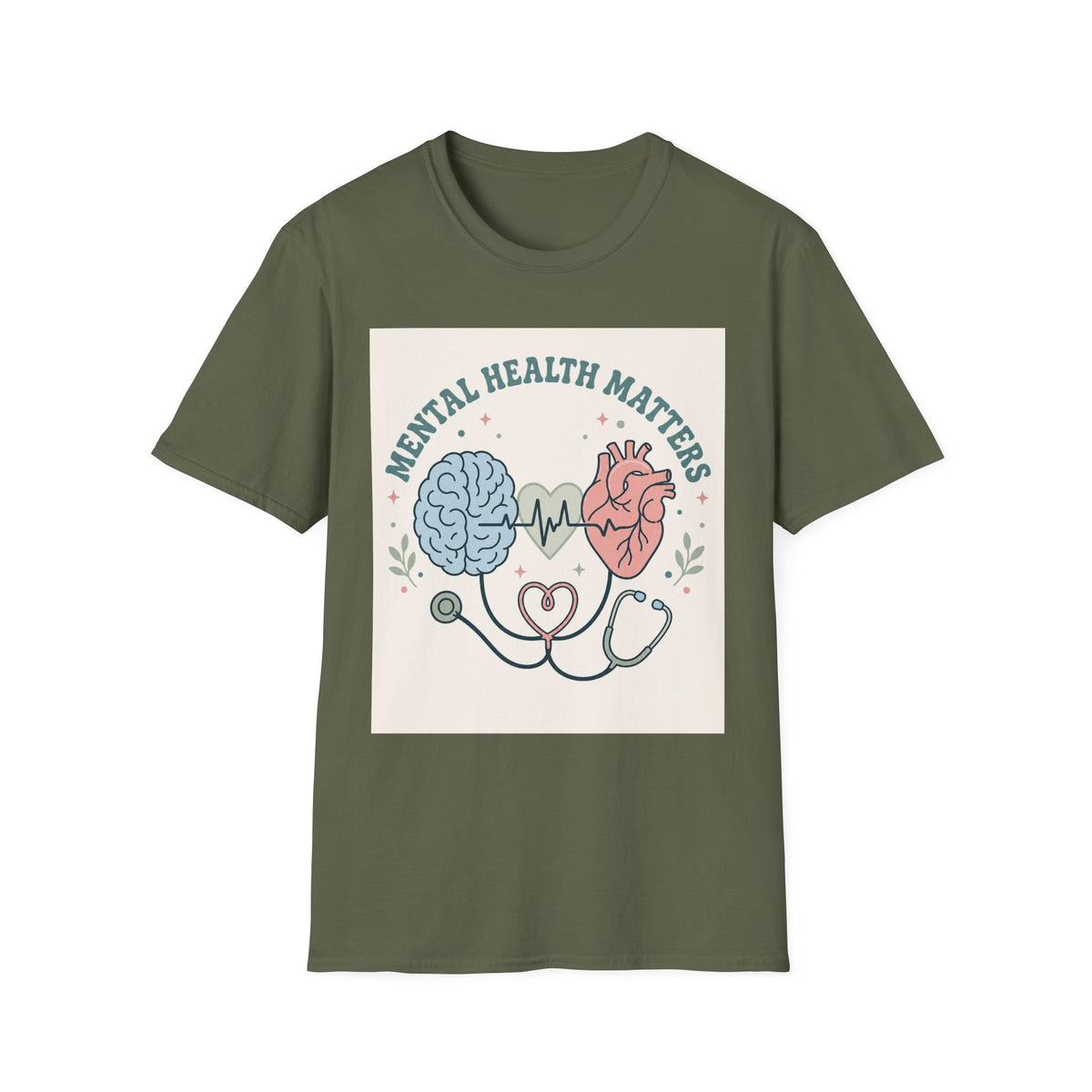 Stylized Brain And Heart Design For Mental Health Awareness