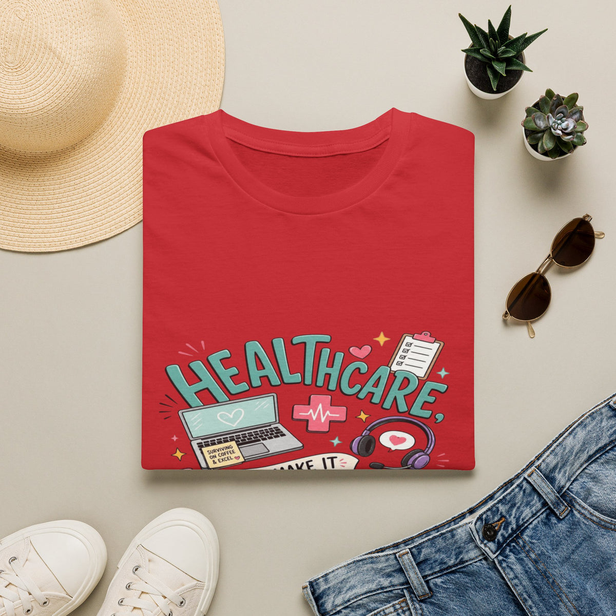 Humorous T-Shirt Design With Playful Healthcare Admin Typography- Graphic Tees