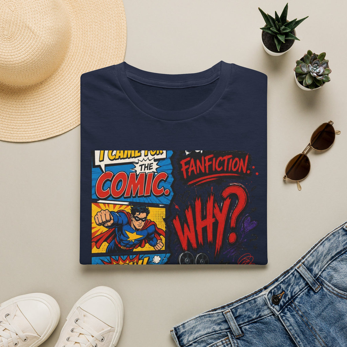Split T Shirt Design Featuring Comic Panels And Fanfiction Elements