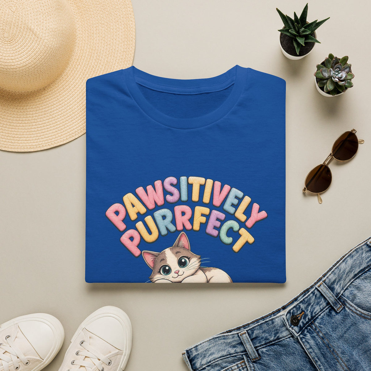 Pawsitively Purrfect Cat T-Shirt — Cute Kitten Yarn Lover Tee