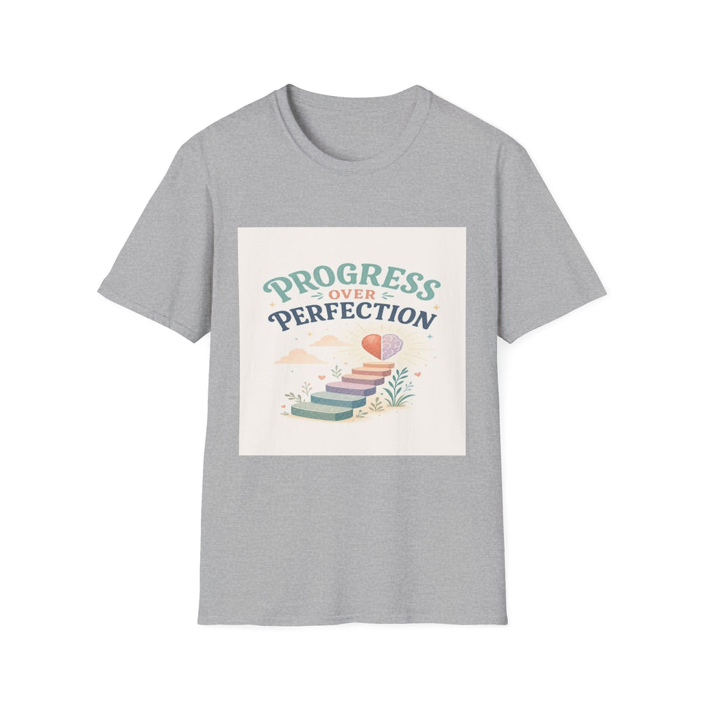 Bold T-Shirt Design Featuring Progress Over Perfection Phrase- Graphic Tees