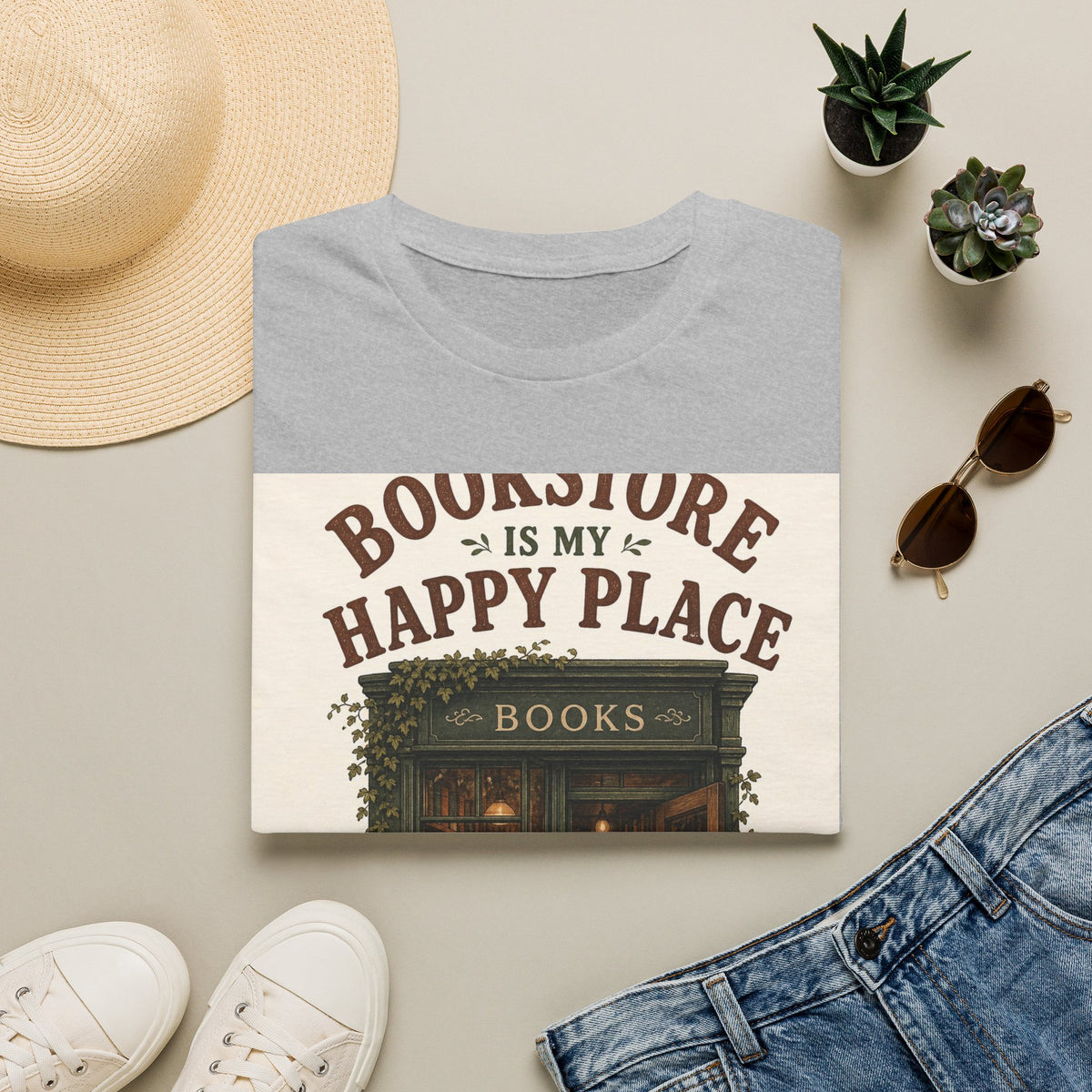 Vintage Bookstore Front With Open Door And Warm Aesthetic