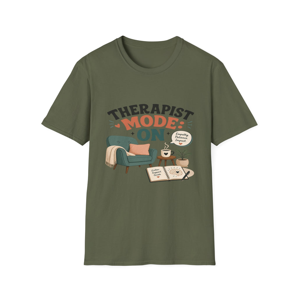 Bold Typography Depicting Therapist Mode With Stylish Illustrations- Graphic Tees
