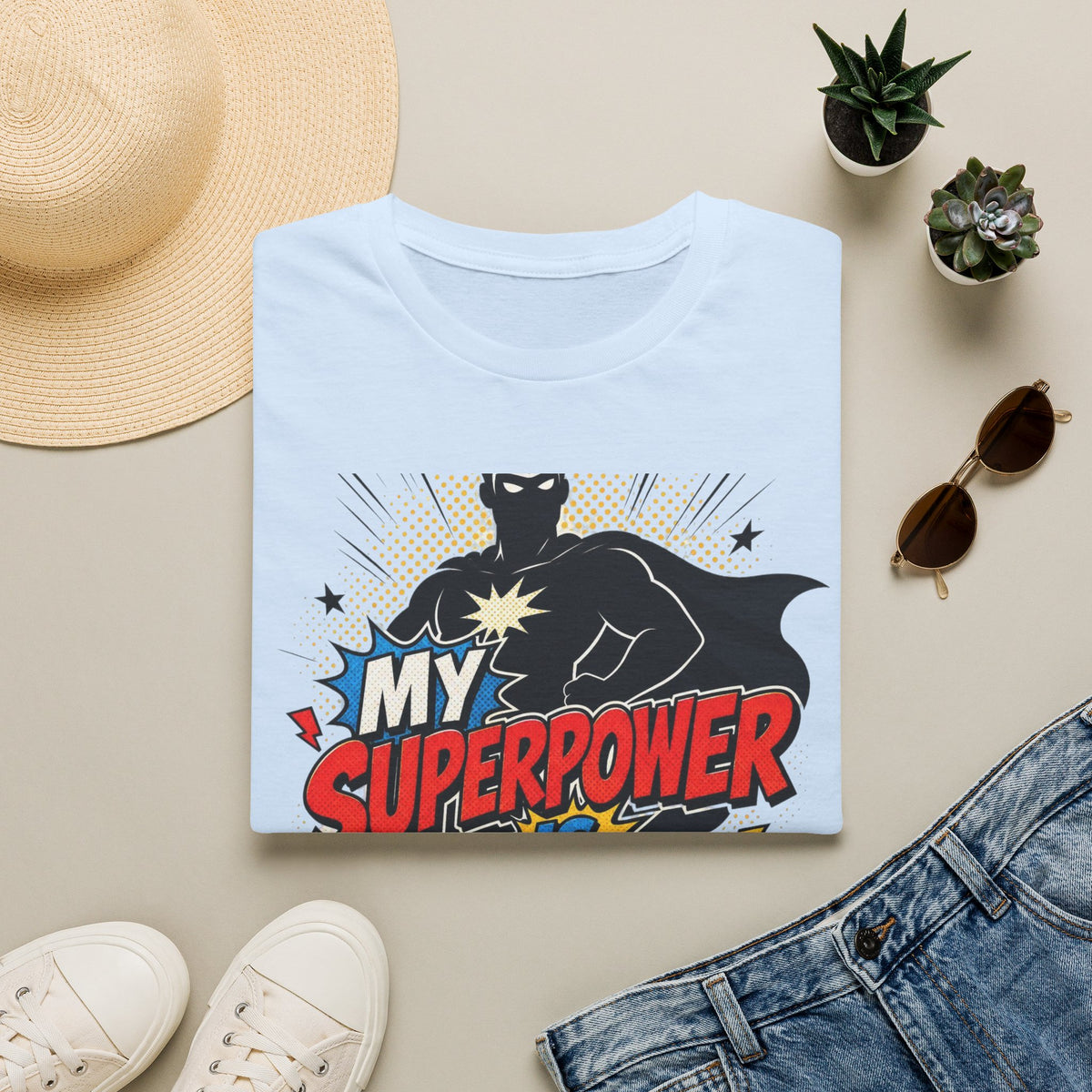 Comic Book Typography Celebrating Nerd Culture With Superhero Silhouette