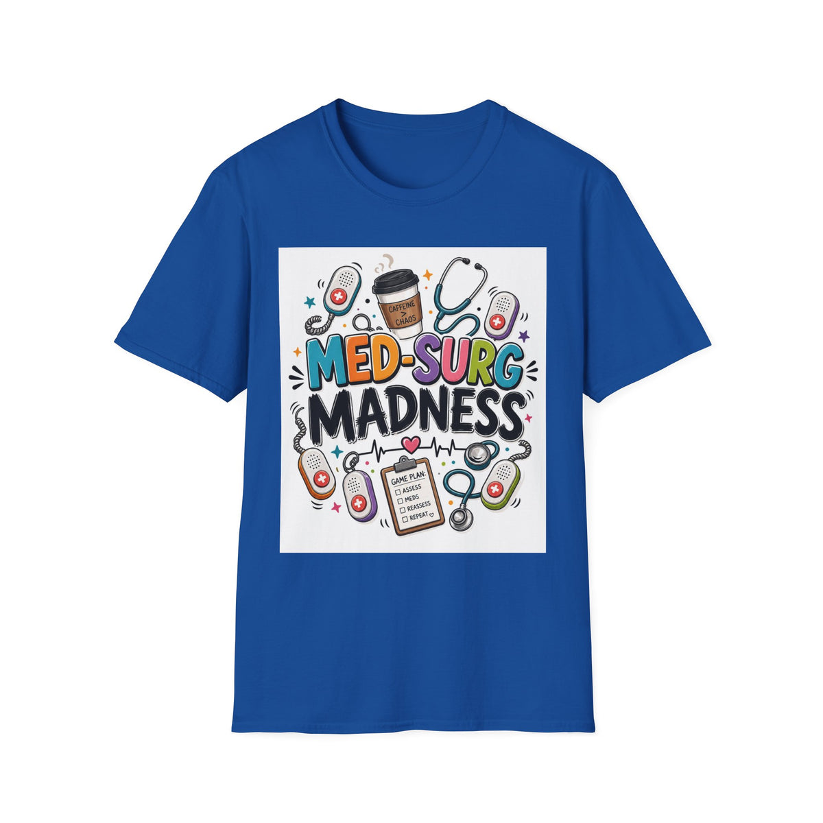 Vibrant T Shirt Design Featuring MED SURG MADNESS Phrase (1)