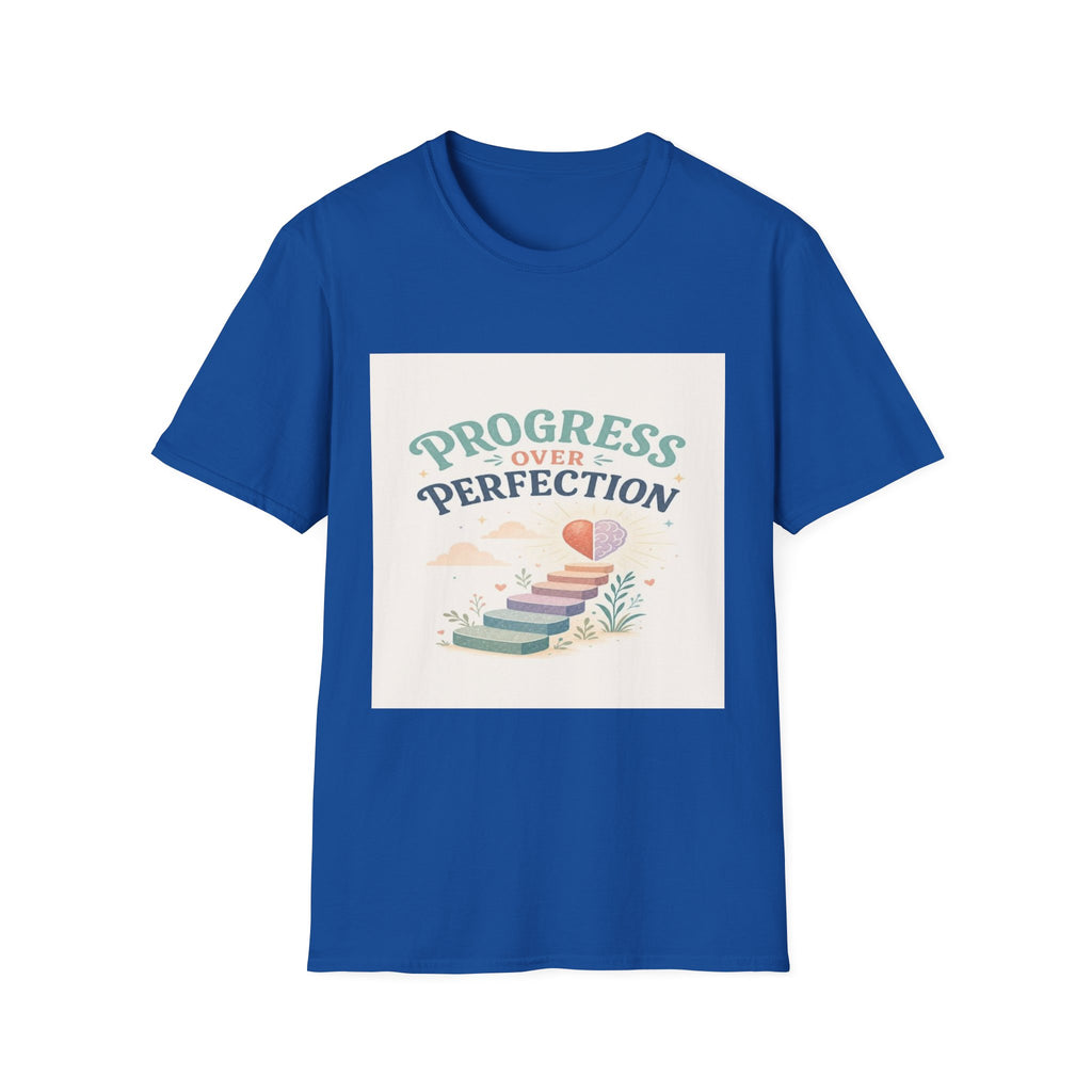 Bold T-Shirt Design Featuring Progress Over Perfection Phrase- Graphic Tees