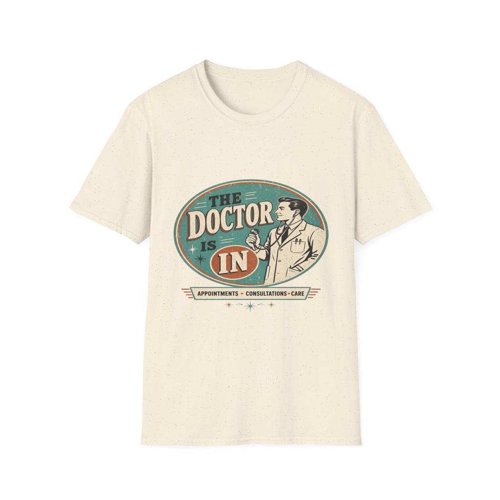 Vintage 1950s Doctor Office Graphic With Classic Badge- Graphic Tees