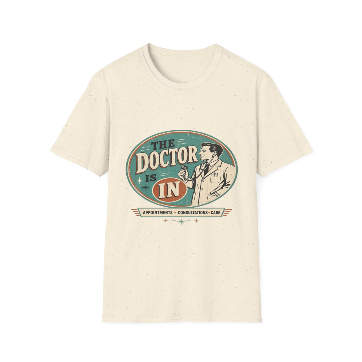 Vintage 1950s Doctor Office Graphic With Classic Badge- Graphic Tees