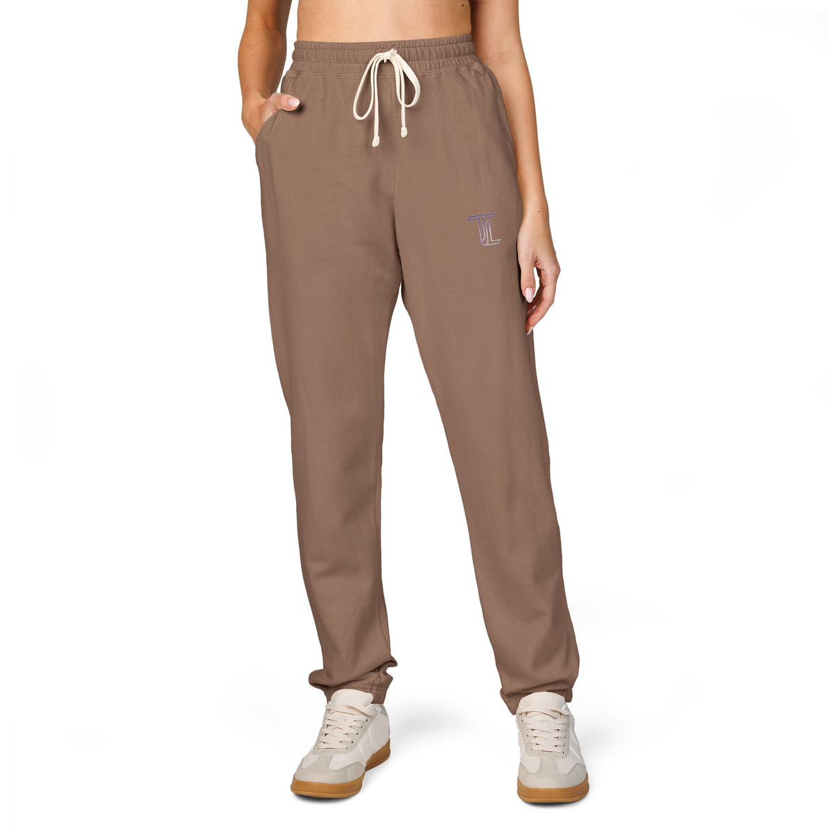 Embroidered Mini Palm Joggers — Garment-Dyed Fleece Sweatpants