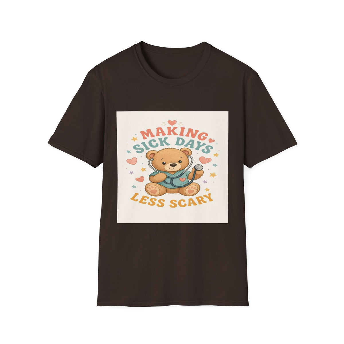 T-shirt Design Featuring Teddy Bear With Stethoscope And Stars- Graphic Tees