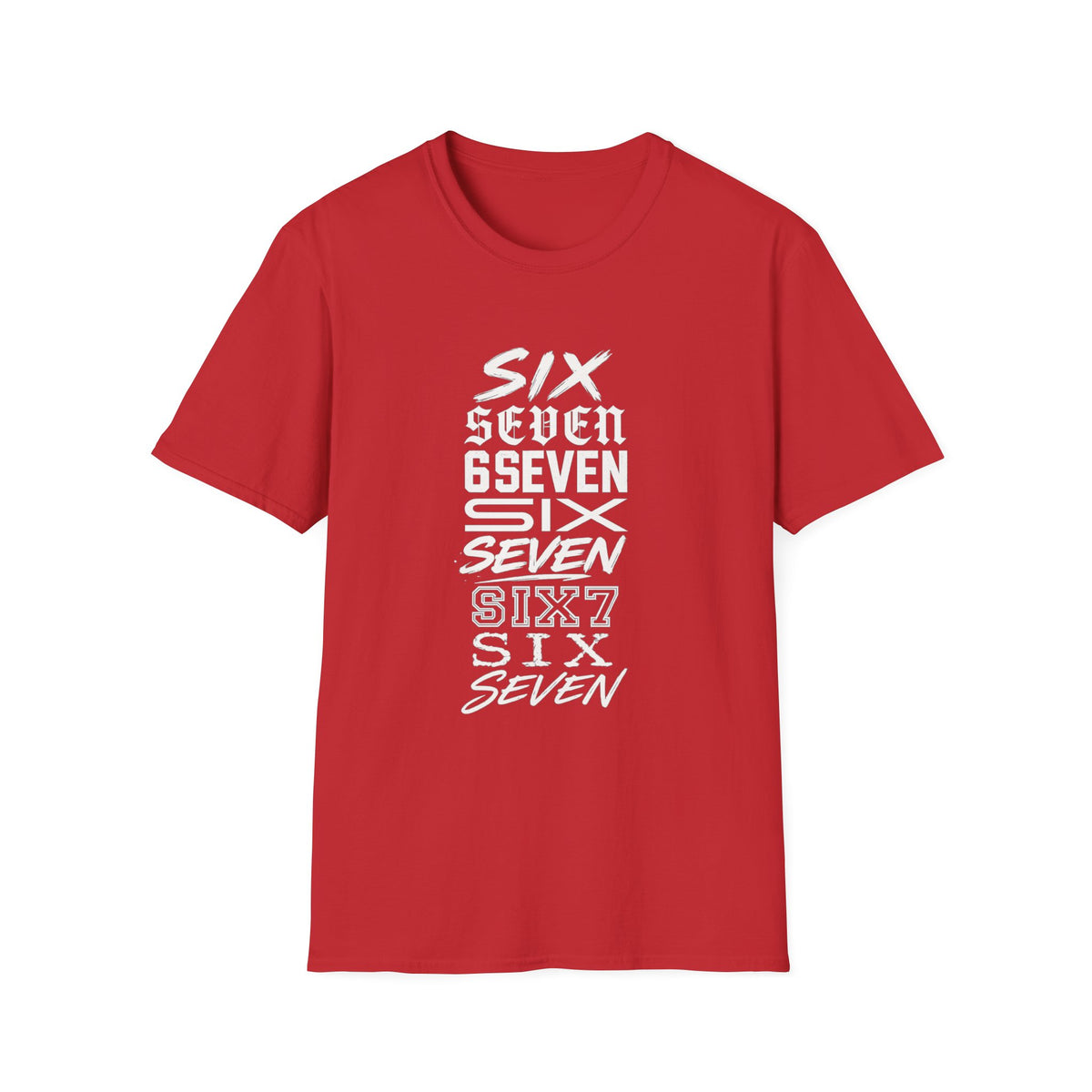 Six Seven Graphic T-Shirt — Stacked Typography Retro Streetwear