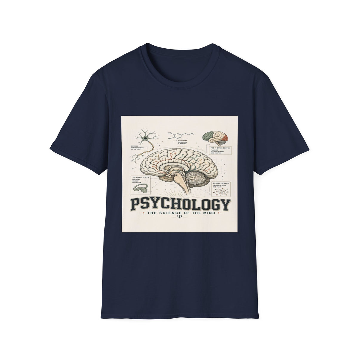 Human Brain Illustration Featuring Neural Pathways And Typography- Graphic Tees