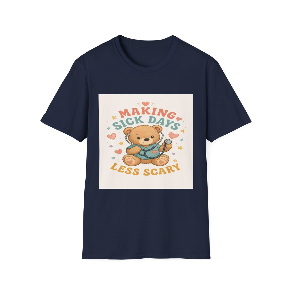 T-shirt Design Featuring Teddy Bear With Stethoscope And Stars- Graphic Tees