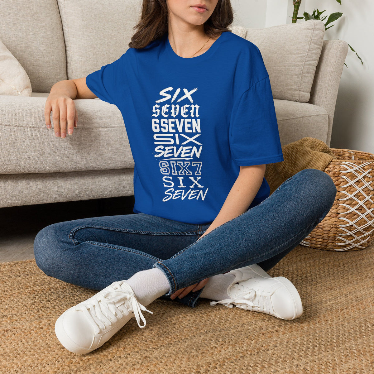 Six Seven Graphic T-Shirt — Stacked Typography Retro Streetwear