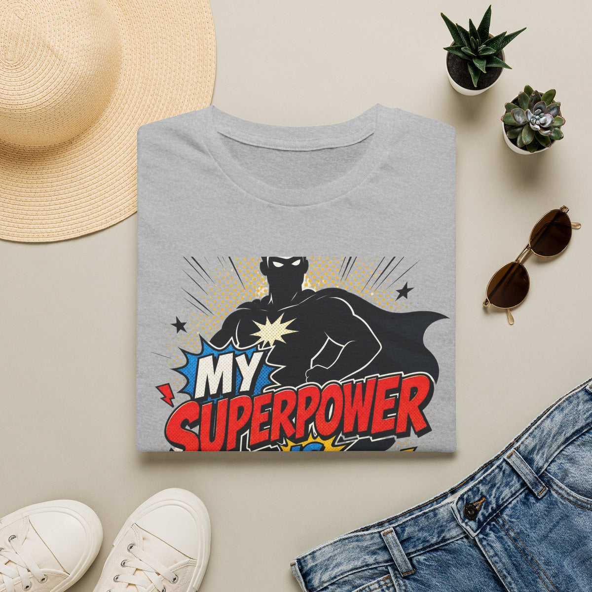Comic Book Typography Celebrating Nerd Culture With Superhero Silhouette