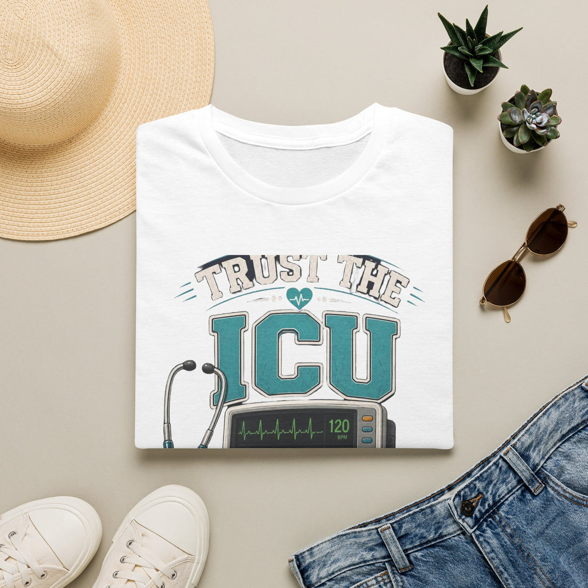 Bold T Shirt Design Featuring Trust The ICU Nurse Phrase