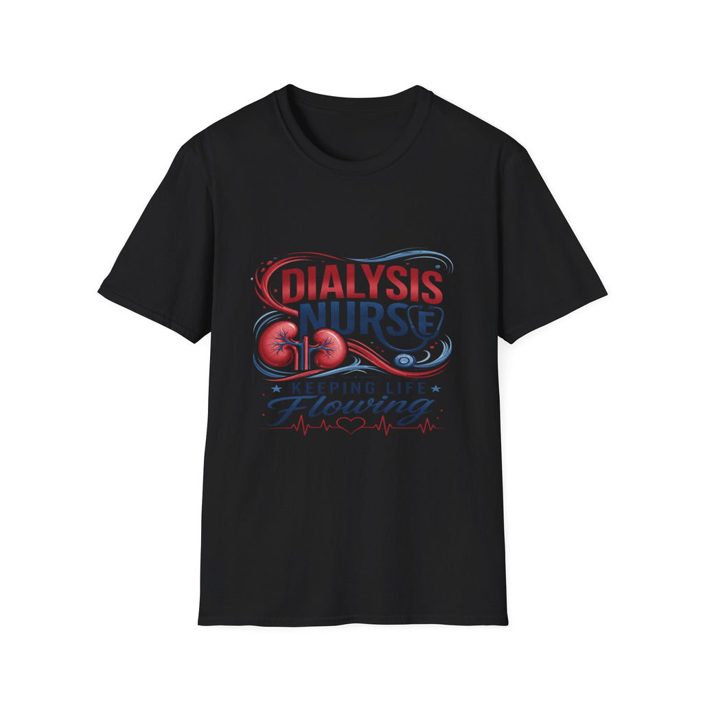 Creative T-Shirt Design Celebrating Dialysis Nurses With Flowing Elements- Graphic Tees