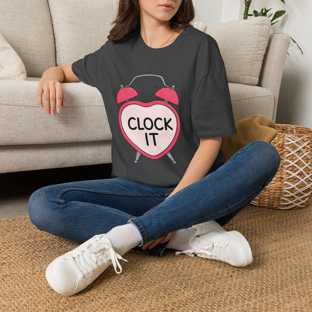 Clock It Alarm-Heart Graphic T-Shirt