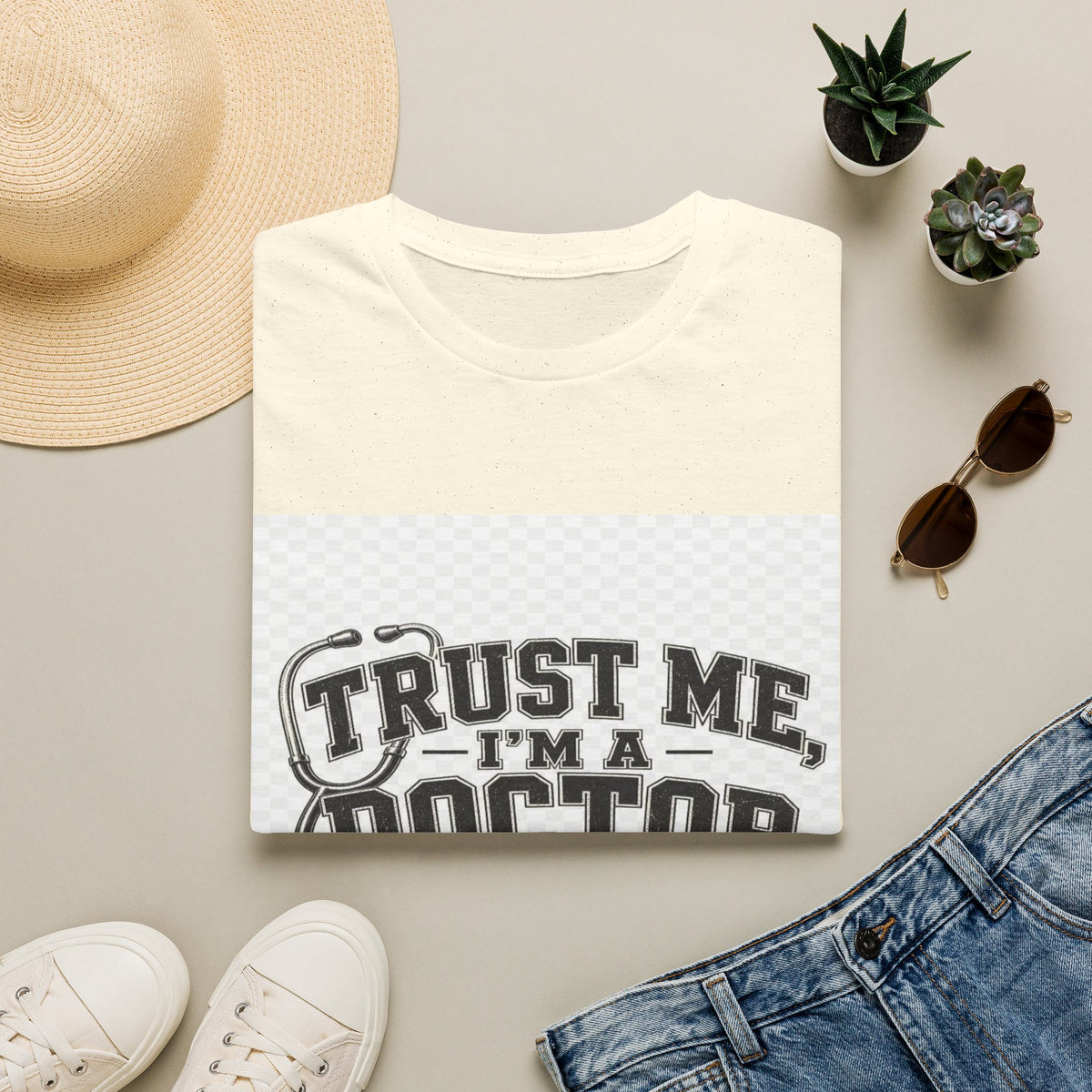 Vintage Varsity Typography Design Featuring Trust Me I'm A Doctor- Graphic Tees