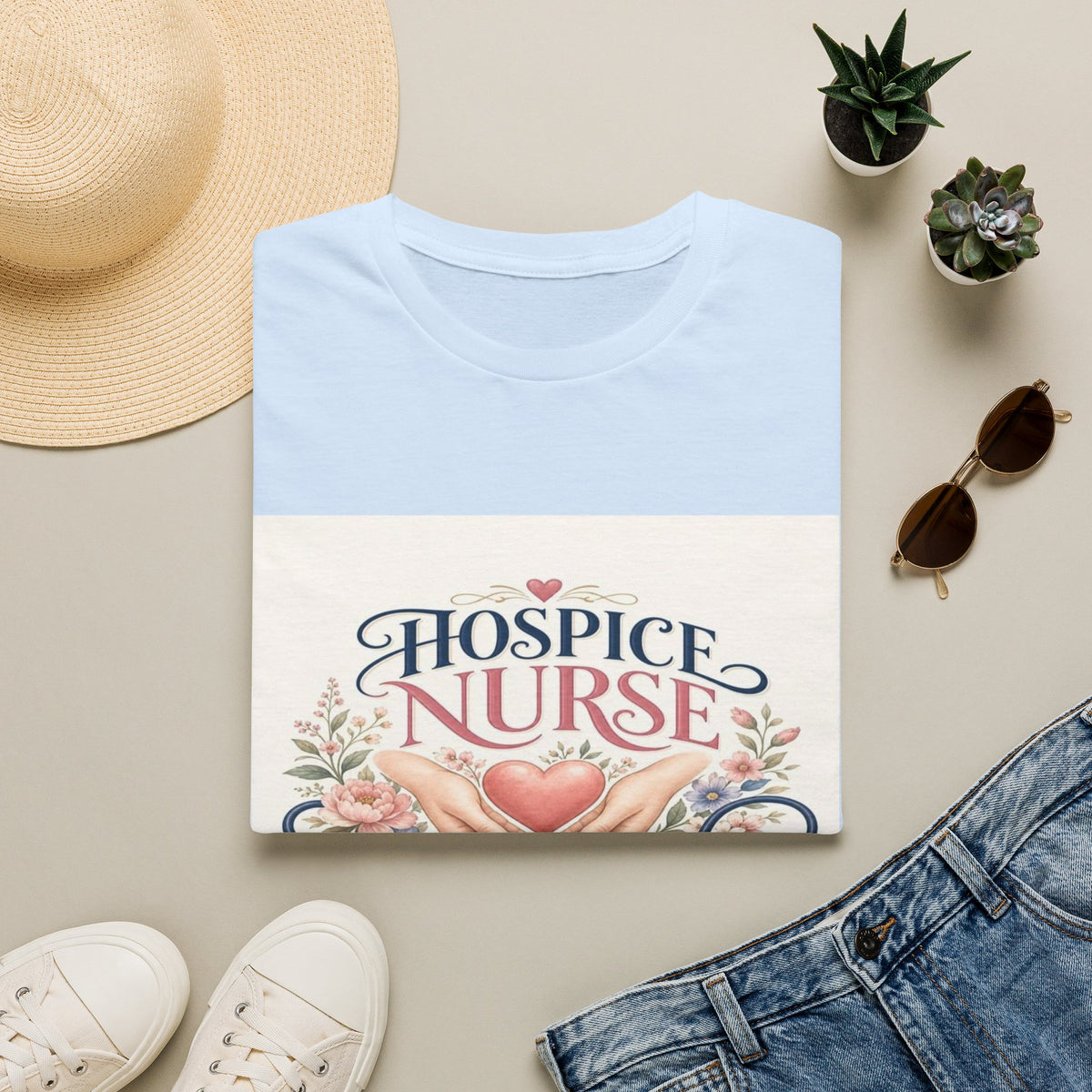 Elegant T-Shirt Design Celebrating Hospice Nurses With Compassionate Imagery- Graphic Tees