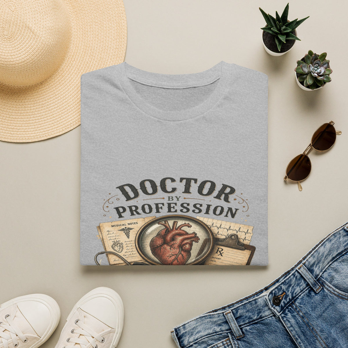 Vintage Detective-Inspired T-Shirt Featuring Anatomical Heart And Magnifying Glass- Graphic Tees