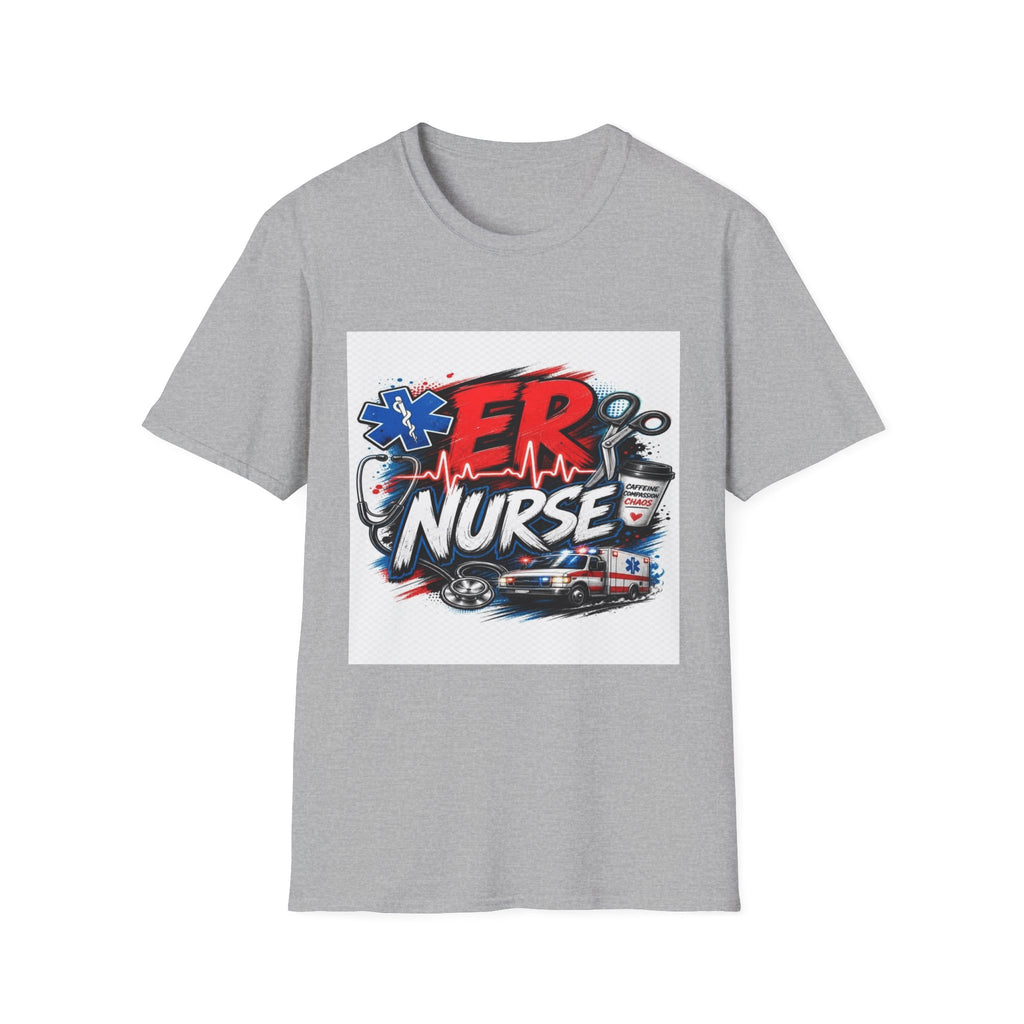 Bold Streetwear T-Shirt Design Featuring ER Nurse Typography- Graphic Tees