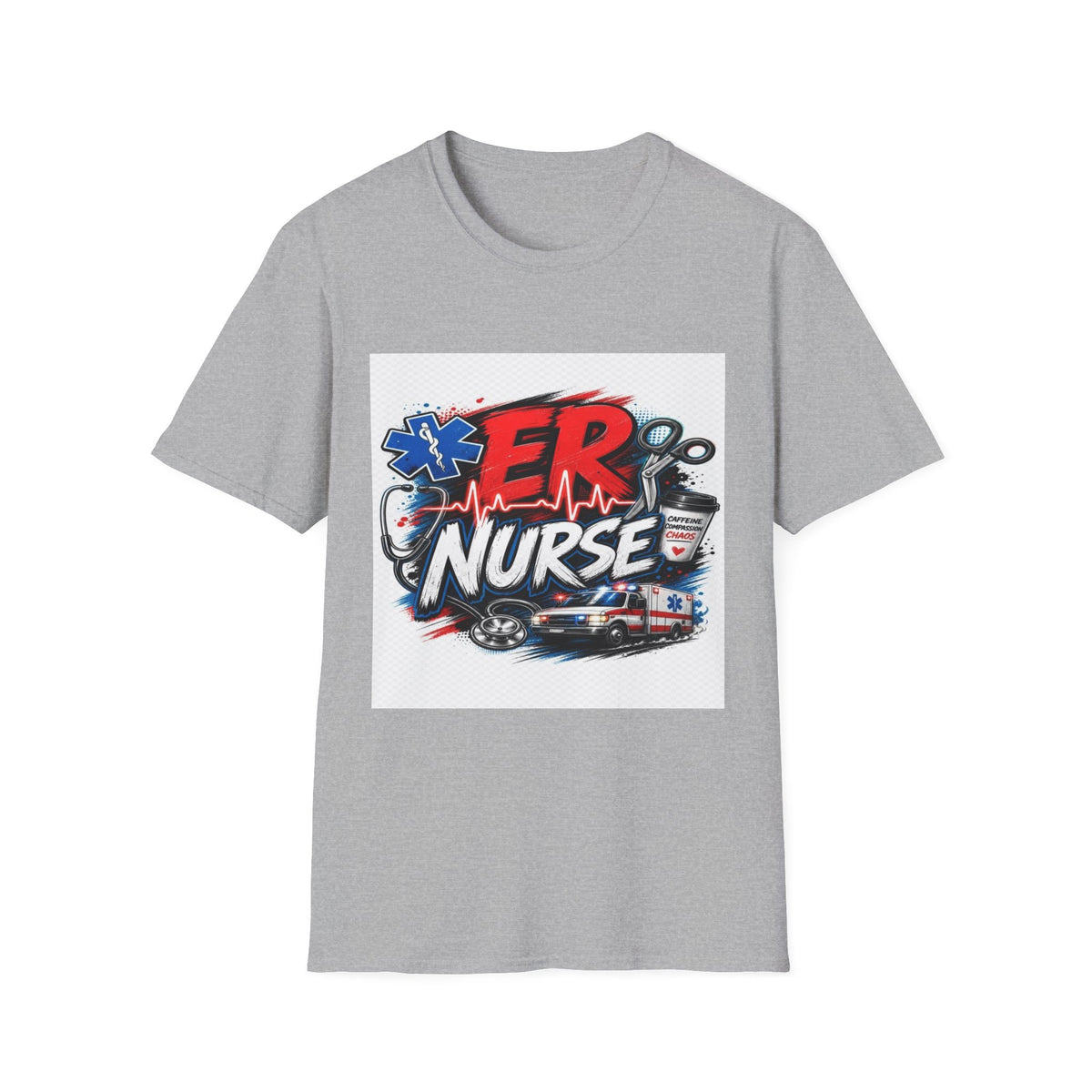 Bold Streetwear T-Shirt Design Featuring ER Nurse Typography- Graphic Tees